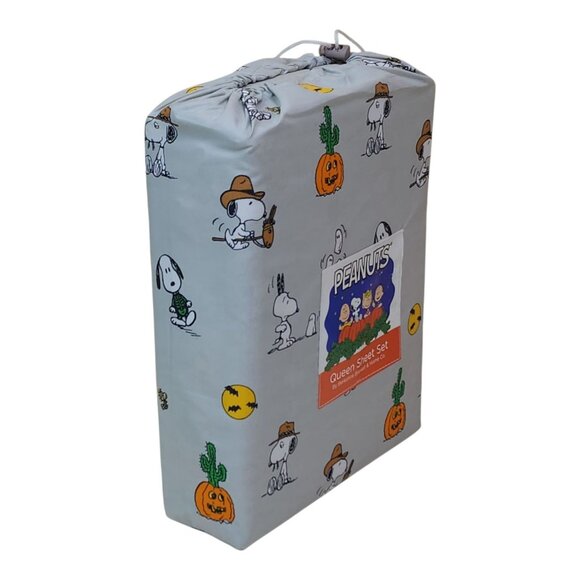 Peanuts Snoopy Fall Western Halloween Queen Sheet Set By Berkshire Desert - Picture 2 of 8